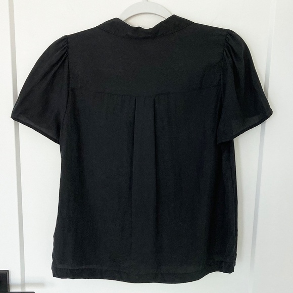 Madewell Silk Puff-Sleeve Camp Shirt in Black - S - Picture 3 of 5